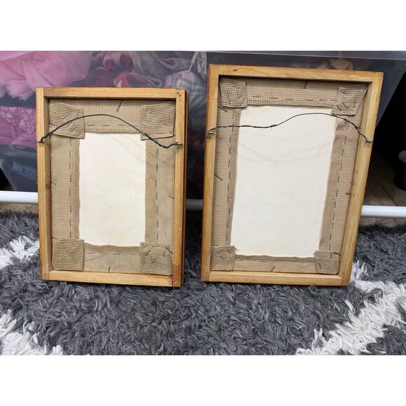 Vintage Pair Needlepoint Pictures Victorian Colonial Man and Woman Framed - Picture 2 of 7